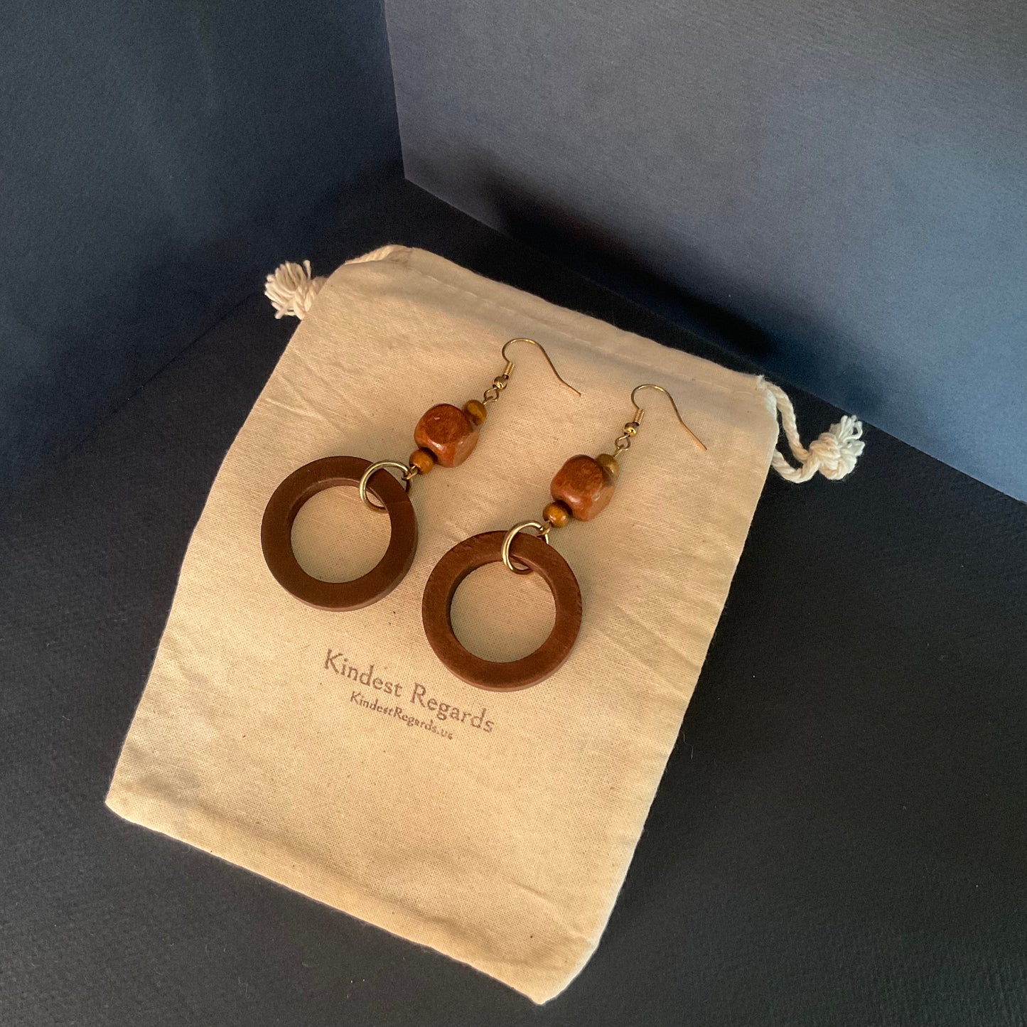 Round and Square Wood Earrings