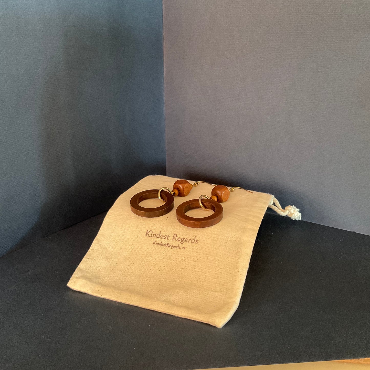 Round and Square Wood Earrings